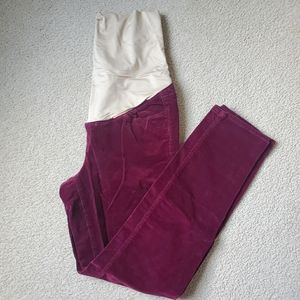 Burgundy corduroy maternity pants